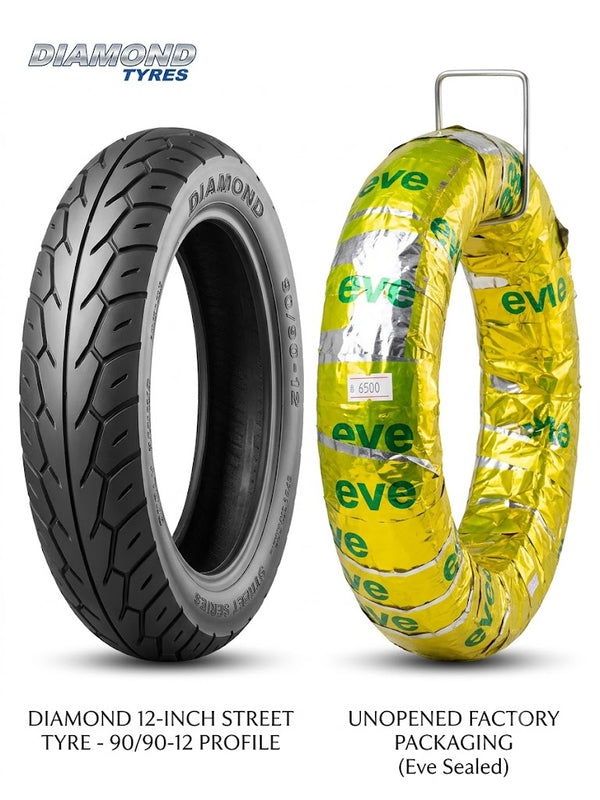 Evee 90/90-12 Heavy Duty Tubeless Scooter Tyre | High-Grip All-Weather Performance